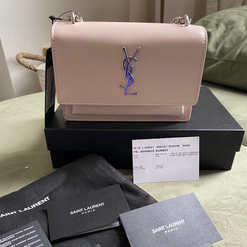 SAINT LAURENT SMALL SUNSET CHAIN BAG Light Pink